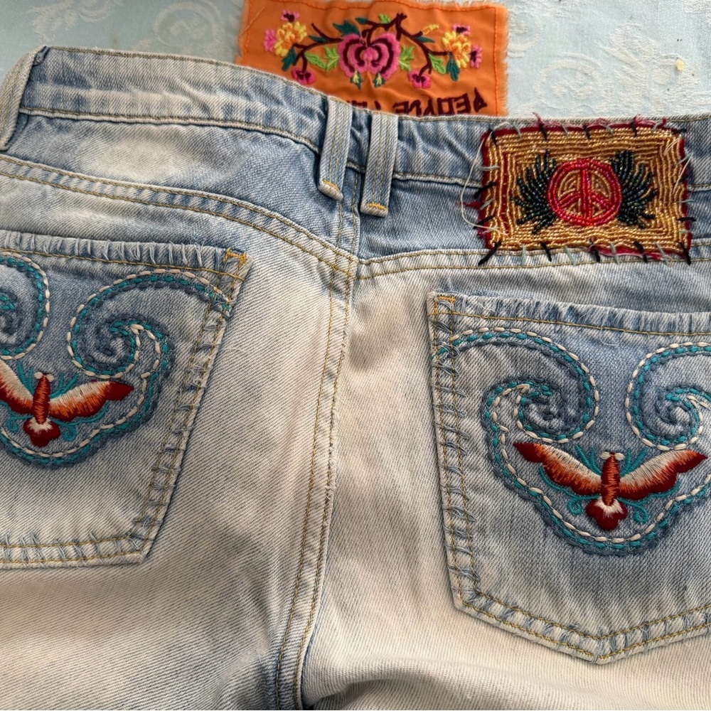 Miss Me Light Blue Jeans with Colorful Embroidery